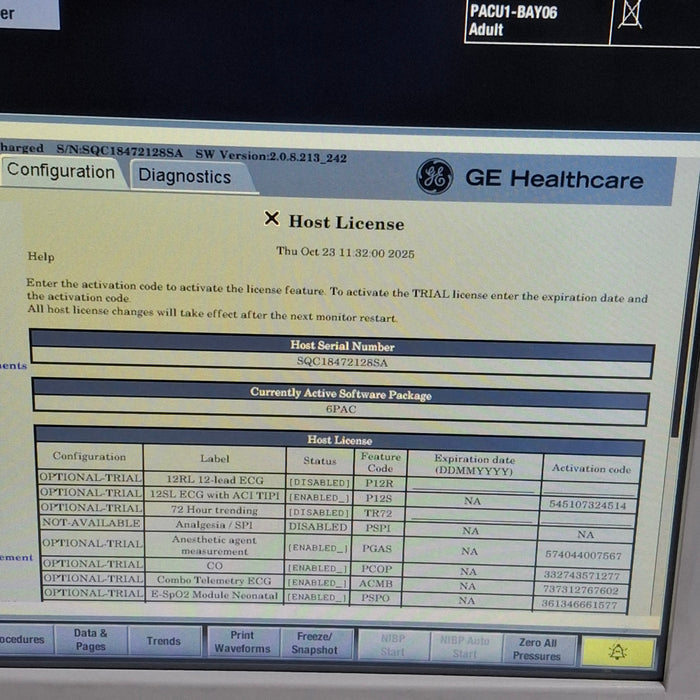 GE Healthcare Carescape B650 Post Anesthesia Care Patient Monitor