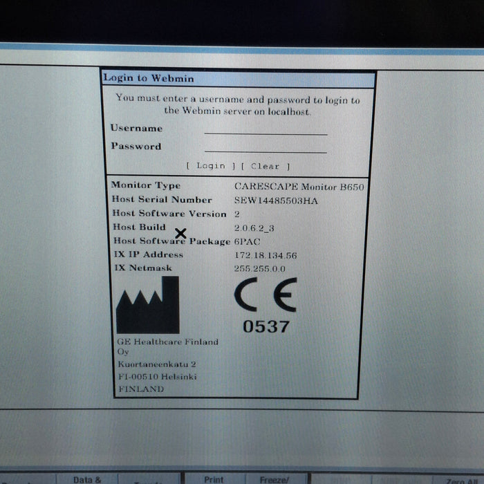 GE Healthcare Carescape B650 Post Anesthesia Care Patient Monitor
