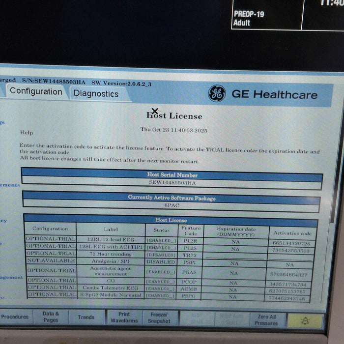 GE Healthcare Carescape B650 Post Anesthesia Care Patient Monitor