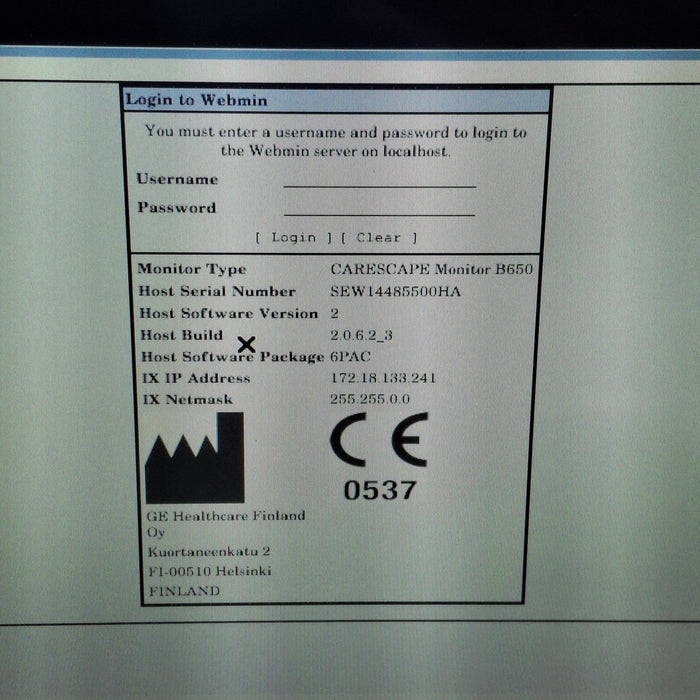 GE Healthcare Carescape B650 Post Anesthesia Care Patient Monitor