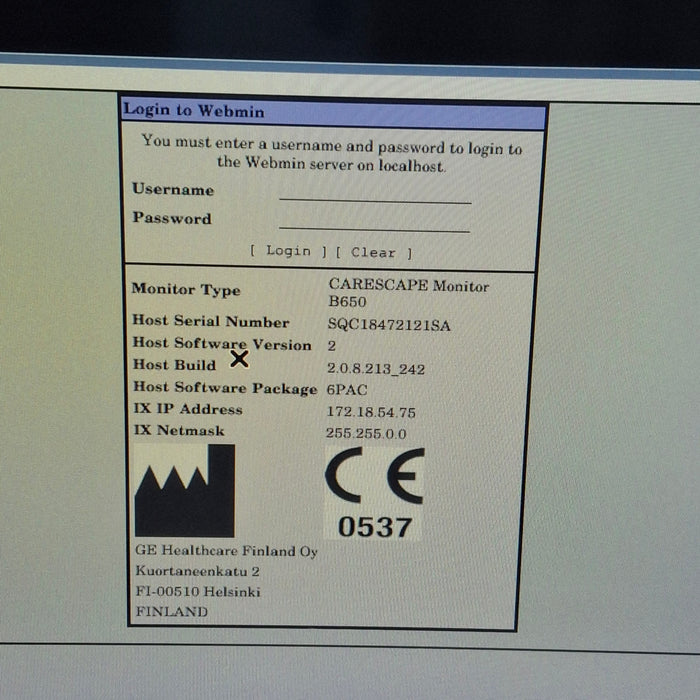 GE Healthcare Carescape B650 Post Anesthesia Care Patient Monitor