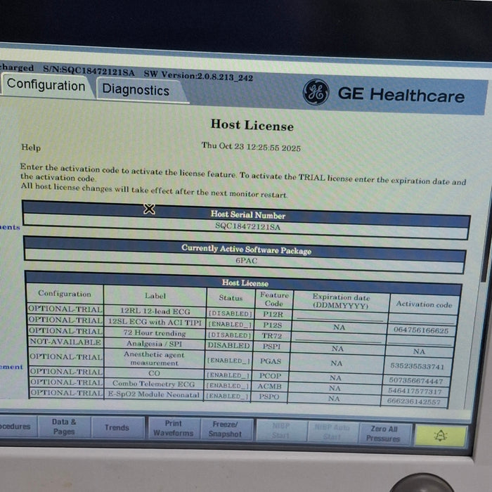 GE Healthcare Carescape B650 Post Anesthesia Care Patient Monitor