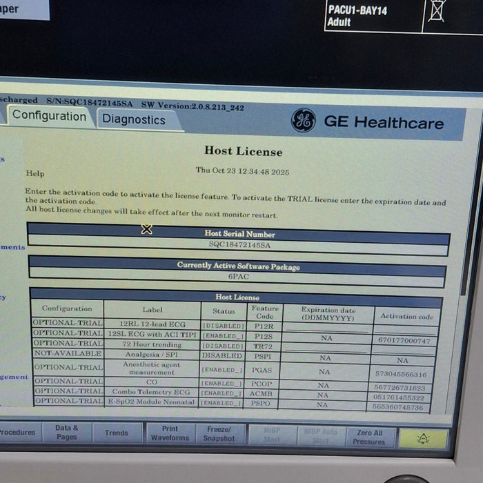 GE Healthcare Carescape B650 Anesthesia Care Patient Monitor