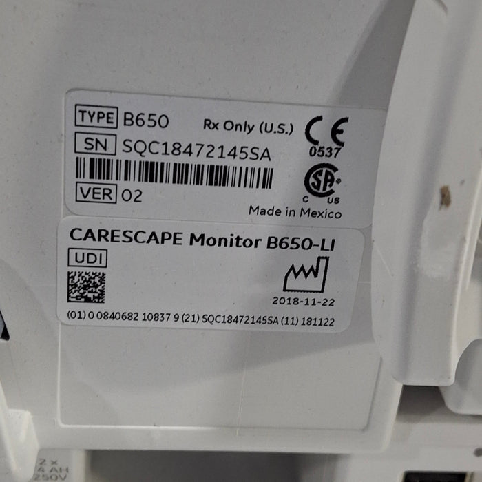 GE Healthcare Carescape B650 Anesthesia Care Patient Monitor