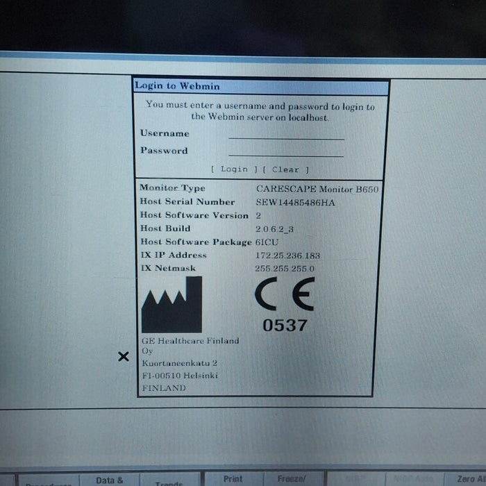 GE Healthcare Carescape B650 Critical Care Patient Monitor