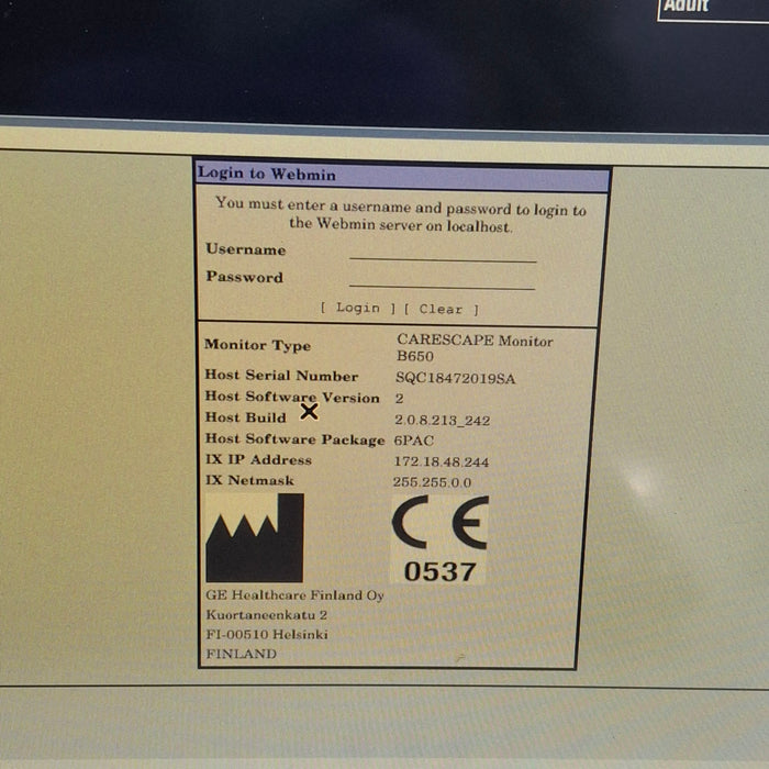 GE Healthcare Carescape B650 Post Anesthesia Care Patient Monitor