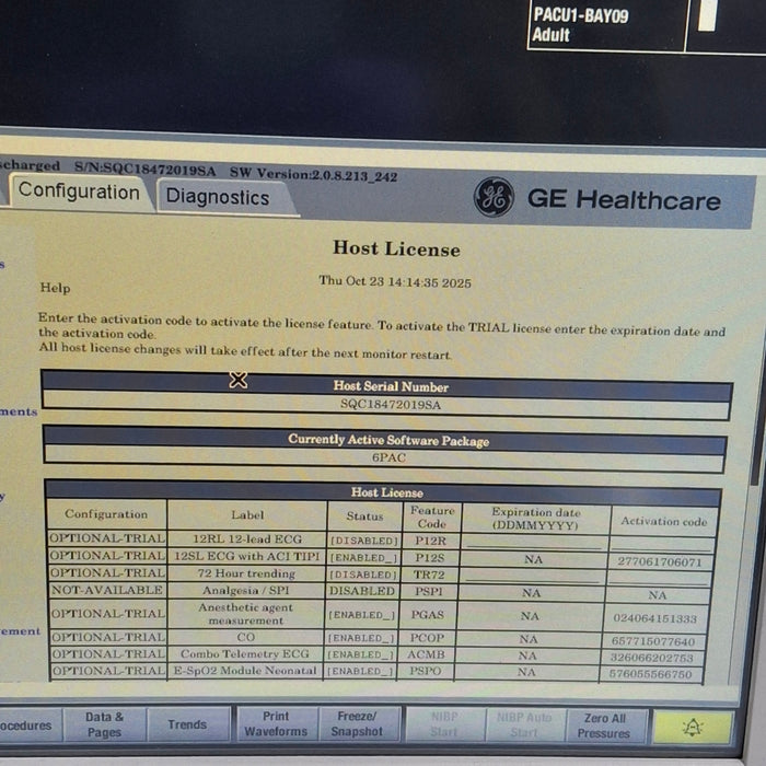 GE Healthcare Carescape B650 Post Anesthesia Care Patient Monitor