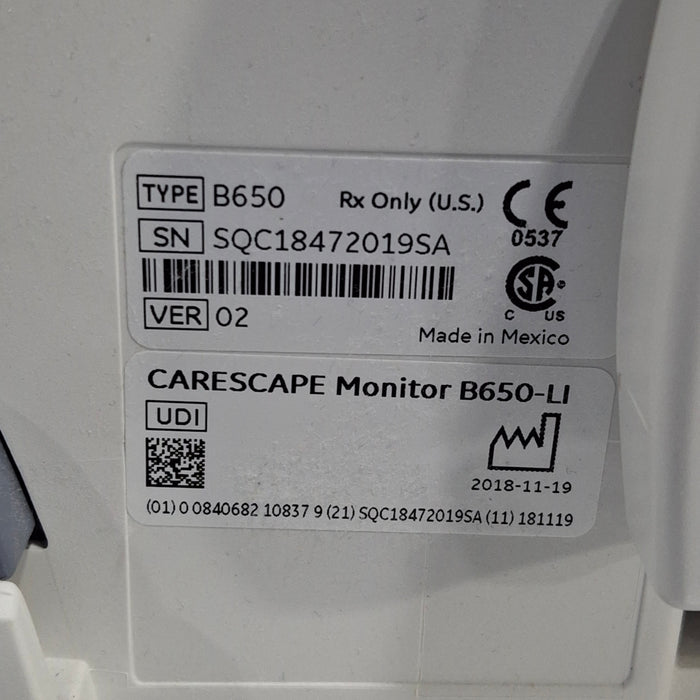 GE Healthcare Carescape B650 Post Anesthesia Care Patient Monitor