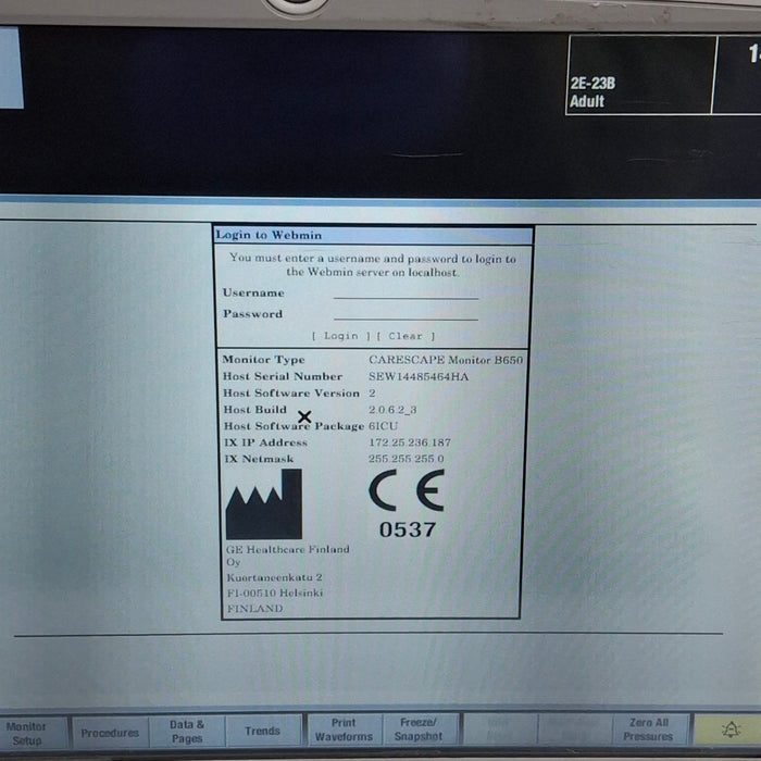 GE Healthcare Carescape B650 Critical Care Patient Monitor