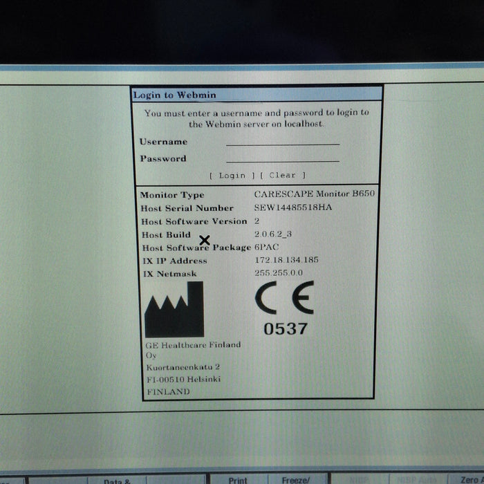 GE Healthcare Carescape B650 Anesthesia Care Patient Monitor