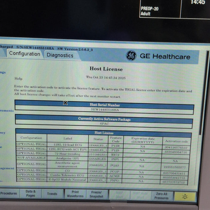 GE Healthcare Carescape B650 Post Anesthesia Care Patient Monitor