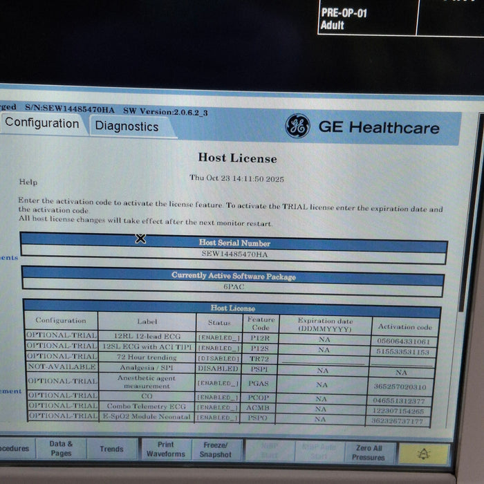 GE Healthcare Carescape B650 Post Anesthesia Care Patient Monitor