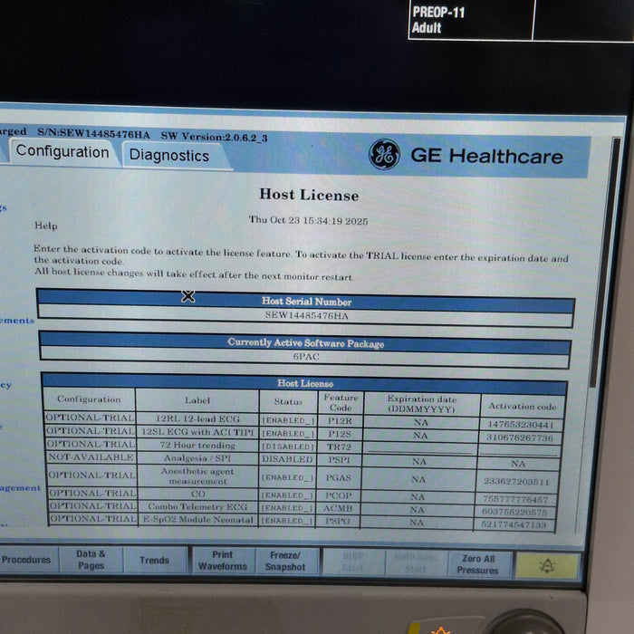GE Healthcare Carescape B650 Post Anesthesia Care Patient Monitor
