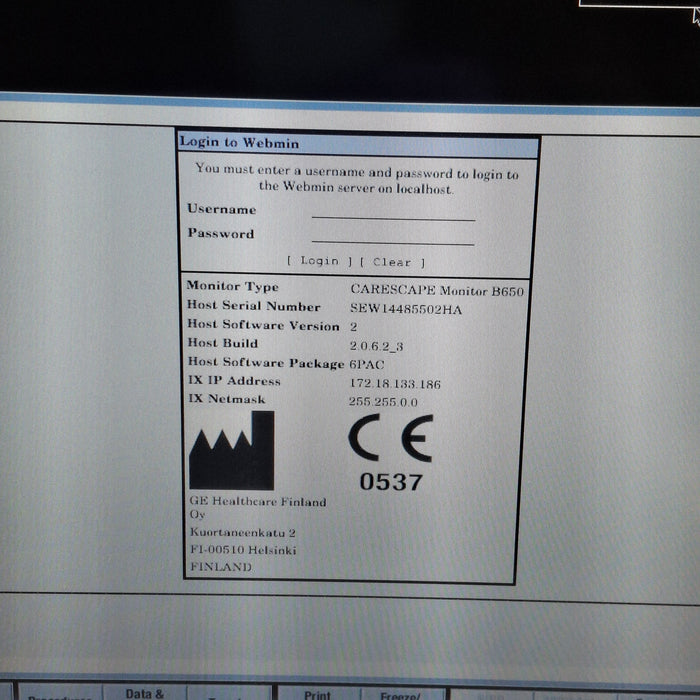 GE Healthcare Carescape B650 Post Anesthesia Care Patient Monitor