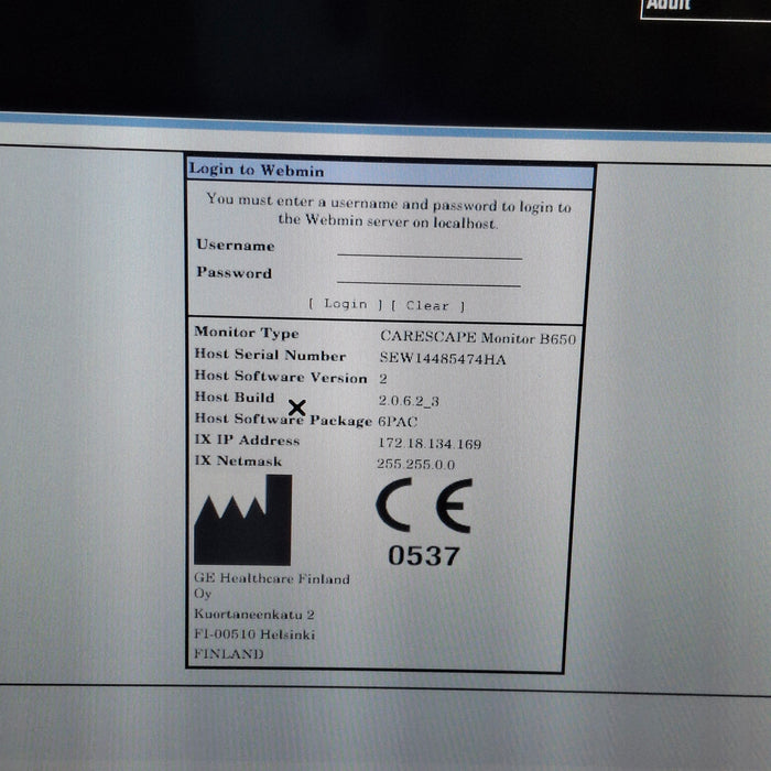 GE Healthcare Carescape B650 Post Anesthesia Care Patient Monitor