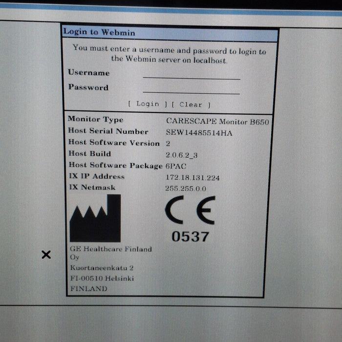GE Healthcare Carescape B650 Post Anesthesia Care Patient Monitor