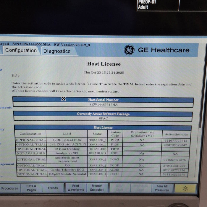 GE Healthcare Carescape B650 Post Anesthesia Care Patient Monitor