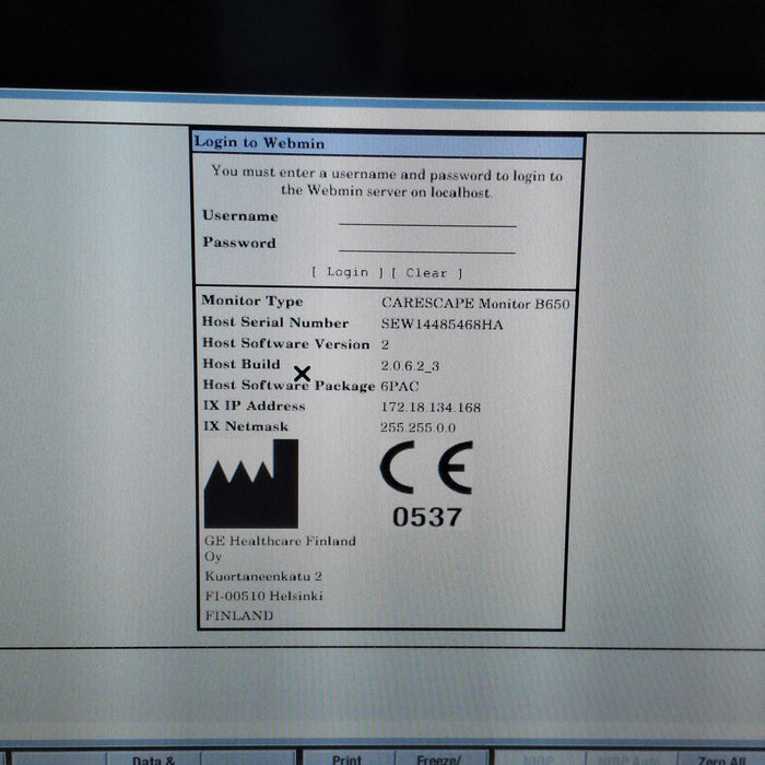 GE Healthcare Carescape B650 Post Anesthesia Care Patient Monitor