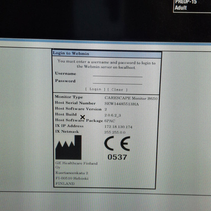 GE Healthcare Carescape B650 Post Anesthesia Care Patient Monitor