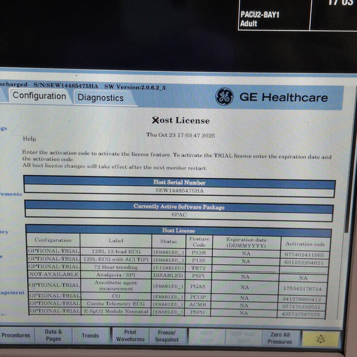 GE Healthcare Carescape B650 Post Anesthesia Care Patient Monitor