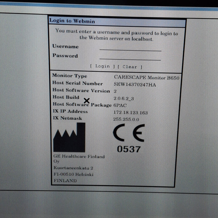 GE Healthcare Carescape B650 Post Anesthesia Care Patient Monitor