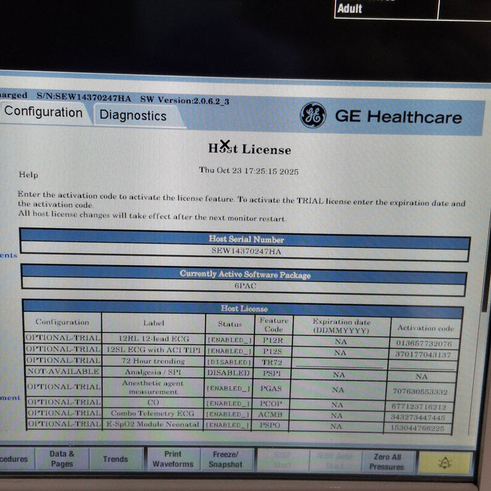 GE Healthcare Carescape B650 Post Anesthesia Care Patient Monitor