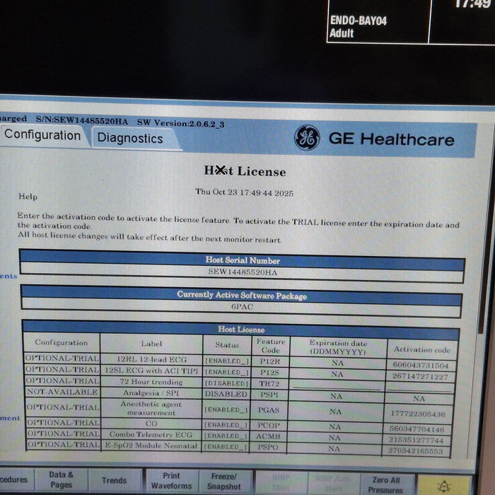 GE Healthcare Carescape B650 Post Anesthesia Care Patient Monitor