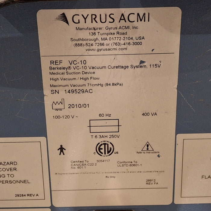 Gyrus Acmi, Inc. Berkeley VC-10 Vacuum Curettage System