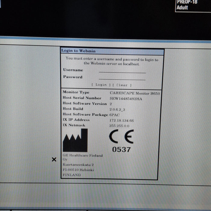 GE Healthcare Carescape B650 Post Anesthesia Care Patient Monitor