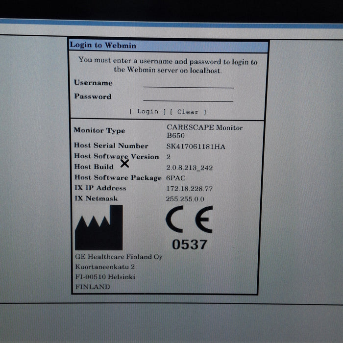GE Healthcare Carescape B650 Post Anesthesia Care Patient Monitor