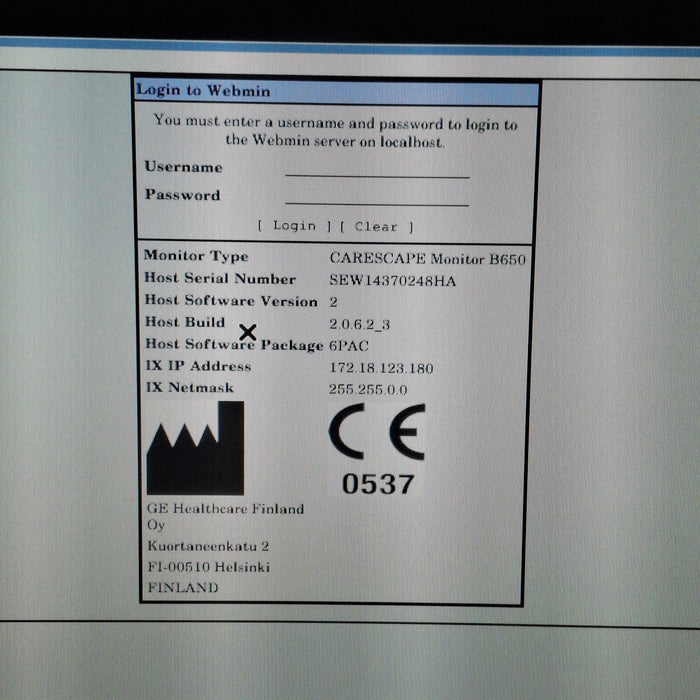 GE Healthcare Carescape B650 Post Anesthesia Care Patient Monitor