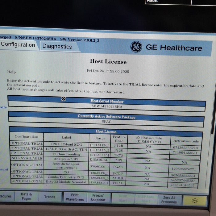GE Healthcare Carescape B650 Post Anesthesia Care Patient Monitor