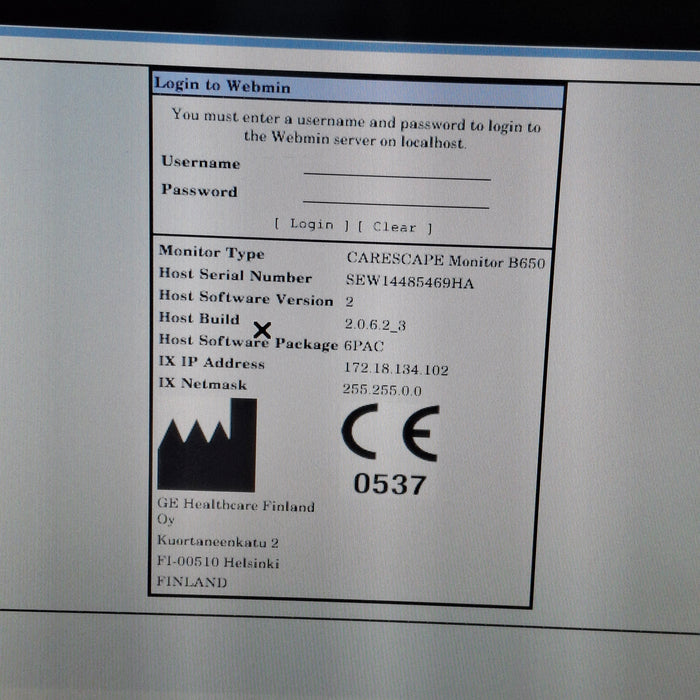 GE Healthcare Carescape B650 Post Anesthesia Care Patient Monitor