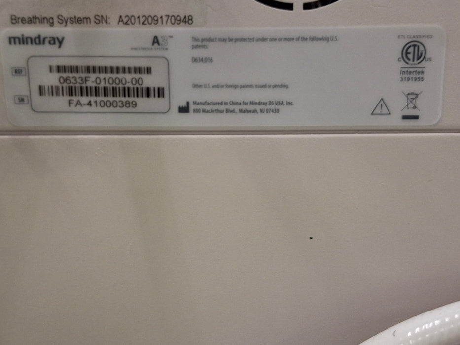 Mindray A3 Anesthesia System