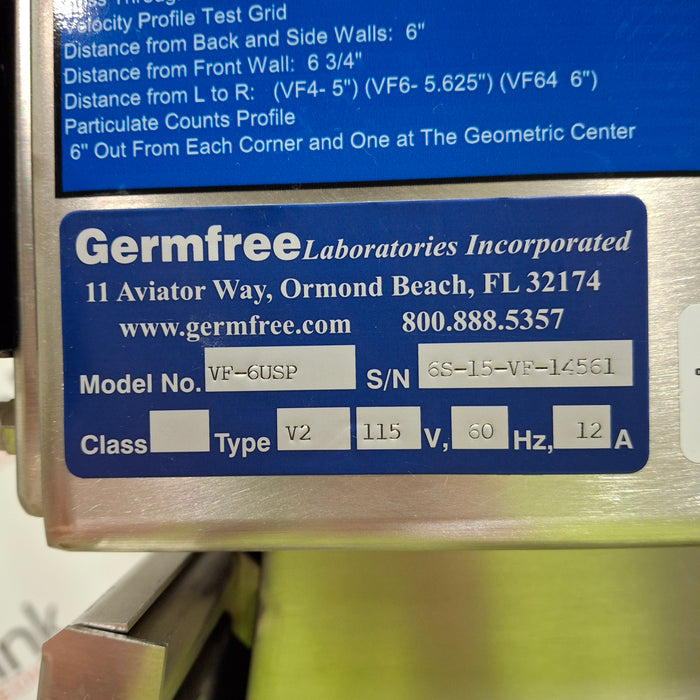 Germfree VF-6USP Isolator Glovebox Fume Hood