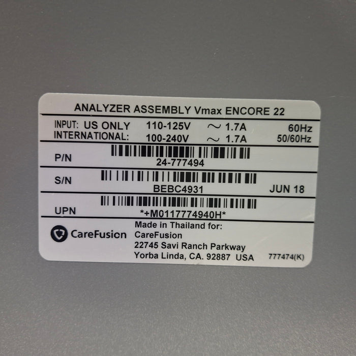 CareFusion 24-777494 Vmax Encore 22 Analyzer Assembly