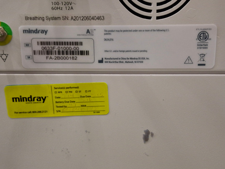 Mindray A3 Anesthesia System