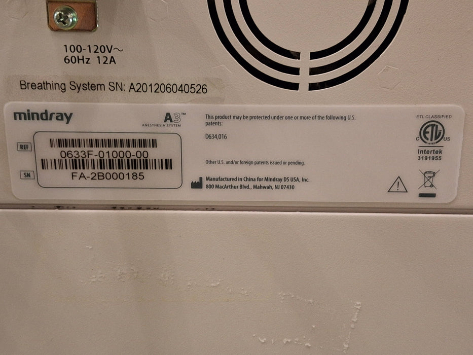 Mindray A3 Anesthesia System