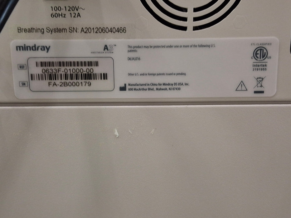 Mindray A3 Anesthesia System