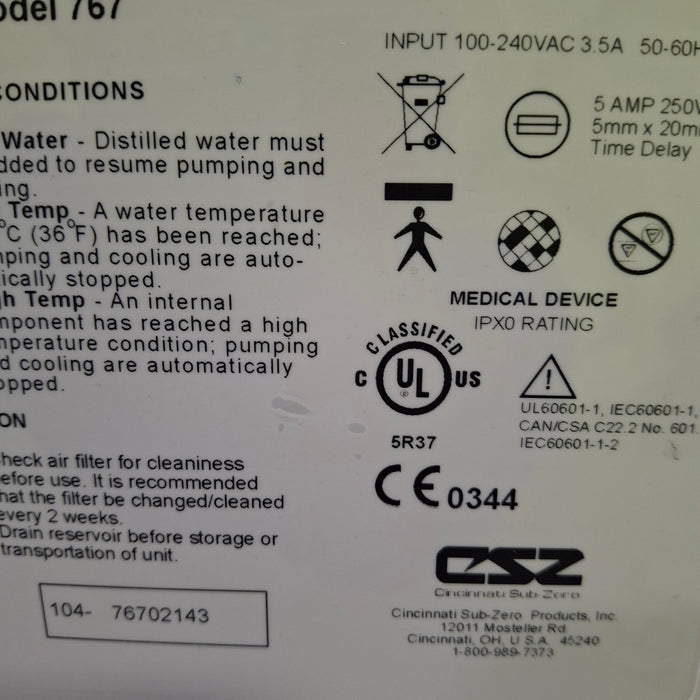 Cincinnati Sub-Zero CSZ Electri-Cool II Cold Therapy System