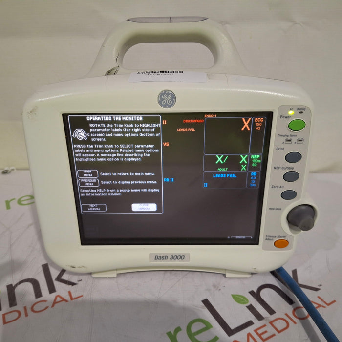 GE Healthcare Dash 3000 - GE/Nellcor SpO2 Patient Monitor