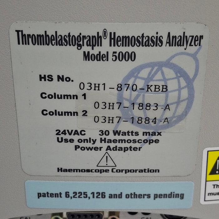 Haemonetics Haemoscope Thrombelastograph Model 5000 Hemostasis Analyzer