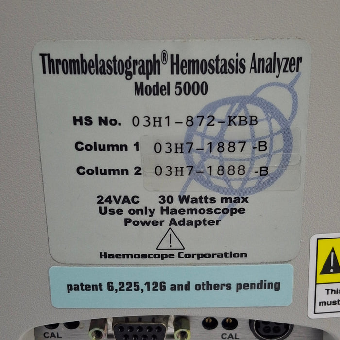 Haemonetics Haemoscope Thrombelastograph Model 5000 Hemostasis Analyzer