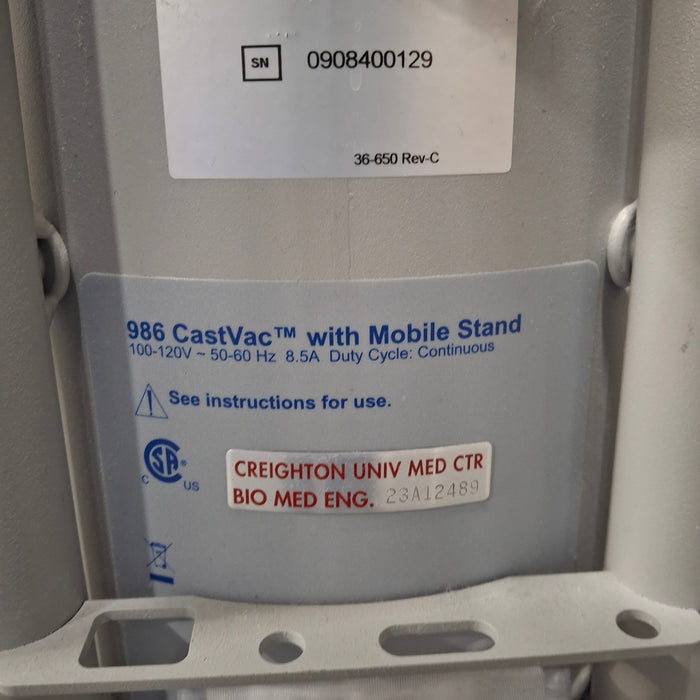 Stryker Castvac 986 Cast Removal Vacuum