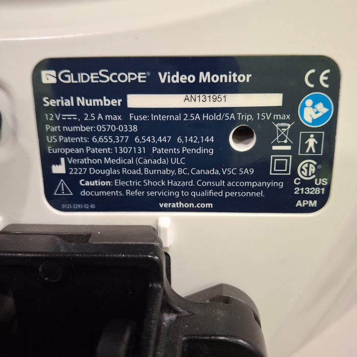 Verathon Medical, Inc Glidescope Video Monitor w/ 0570-0307 Baton