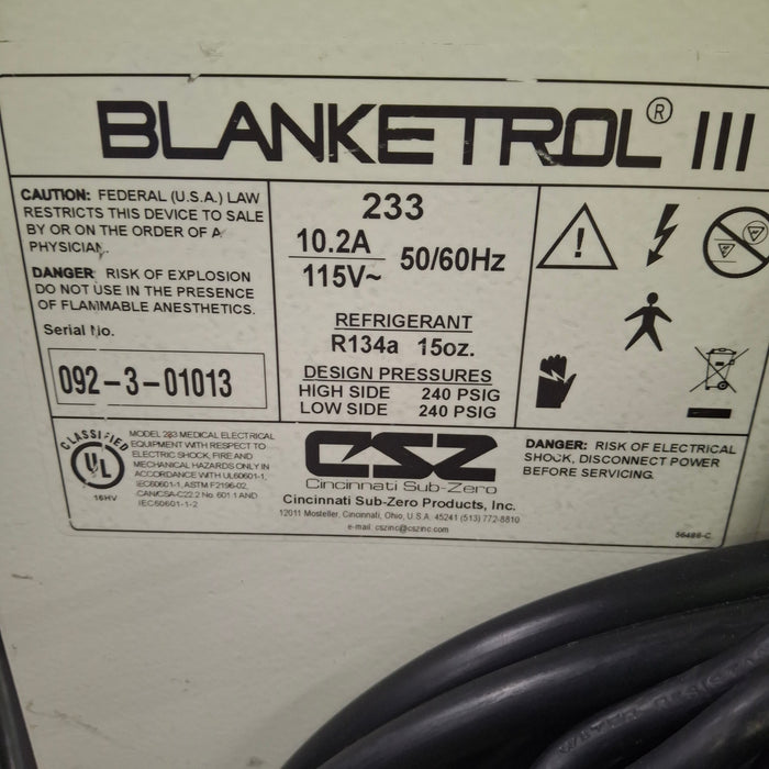 Cincinnati Sub-Zero CSZ Blanketrol III Hypothermia Unit