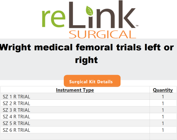 Wright Surgical KS00-1010 Femoral Trials Left or Right