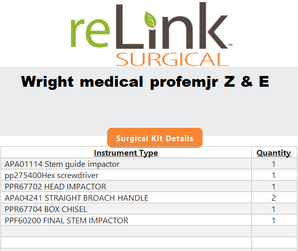 Wright Surgical Profemur Z & E Tray