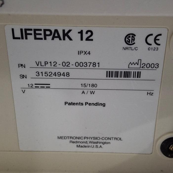 Physio-Control LifePak 12 3-Lead Defibrillator
