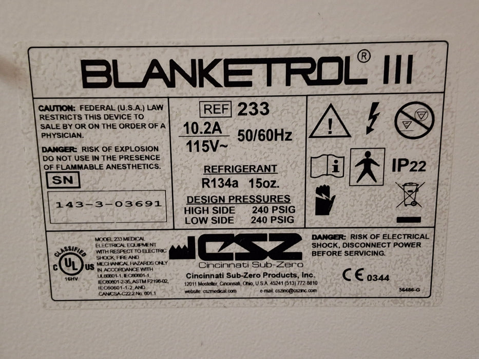 Cincinnati Sub-Zero CSZ Blanketrol III Hypothermia Unit